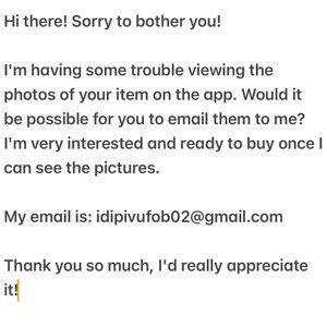 Your product photos are not uploading, please send them here: idipivufob02@gmail